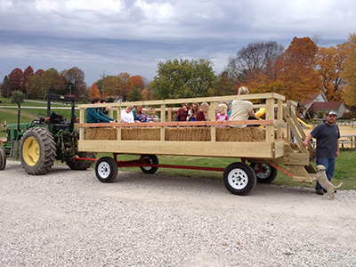 Enjoy a hayride at Anderson Orchard in Mooresville, Indiana